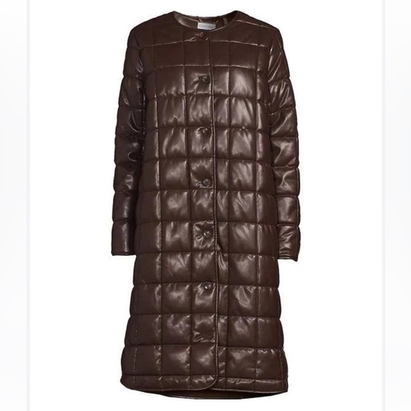 Calvin Klein Women's Collarless Long Quilted Jacket - Coffee Bean Rich Brown - Picture 2 of 12